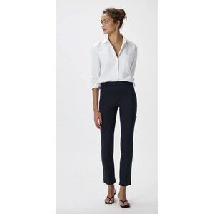 QUINCE Ultra-Stretch Ponte Straight Leg Pants in Navy Blue Office Minimalist M